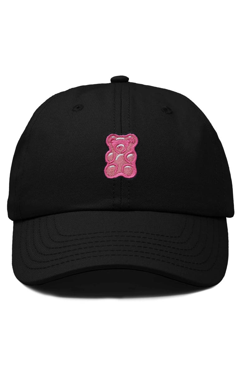 Dalix Pink Gummy Embroidered Casual Cap, Main, color, Black