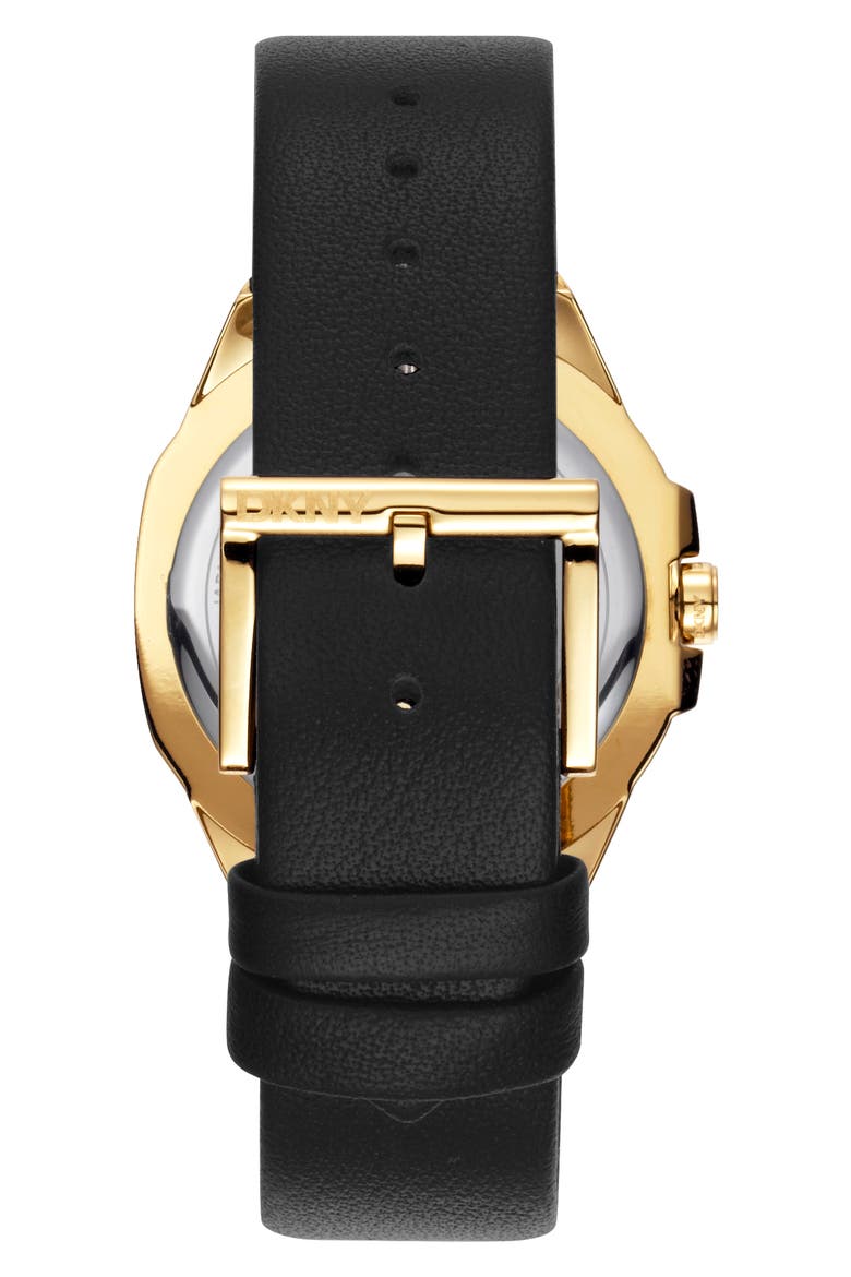 Three Hand Quartz Leather Strap Watch, 36mm, Alternate, color, BLACK