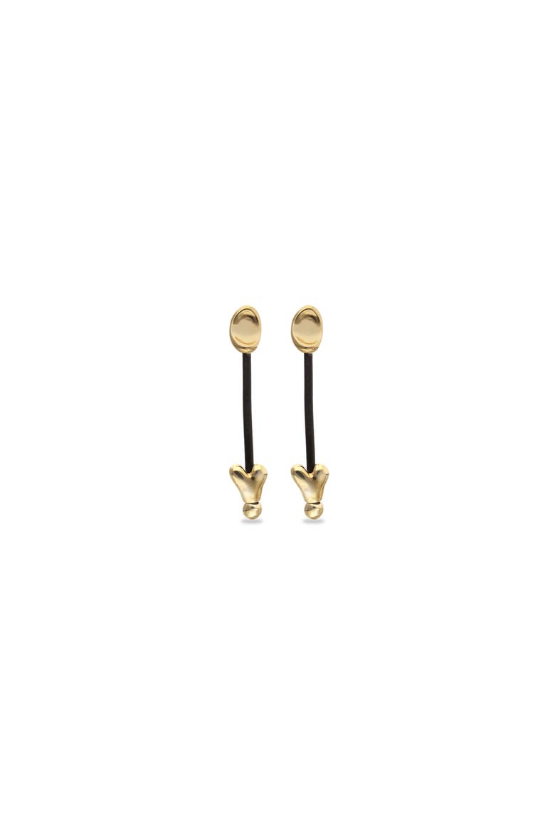 Long Leather Earrings With 18K Gold Plating, Alternate, color, Gold