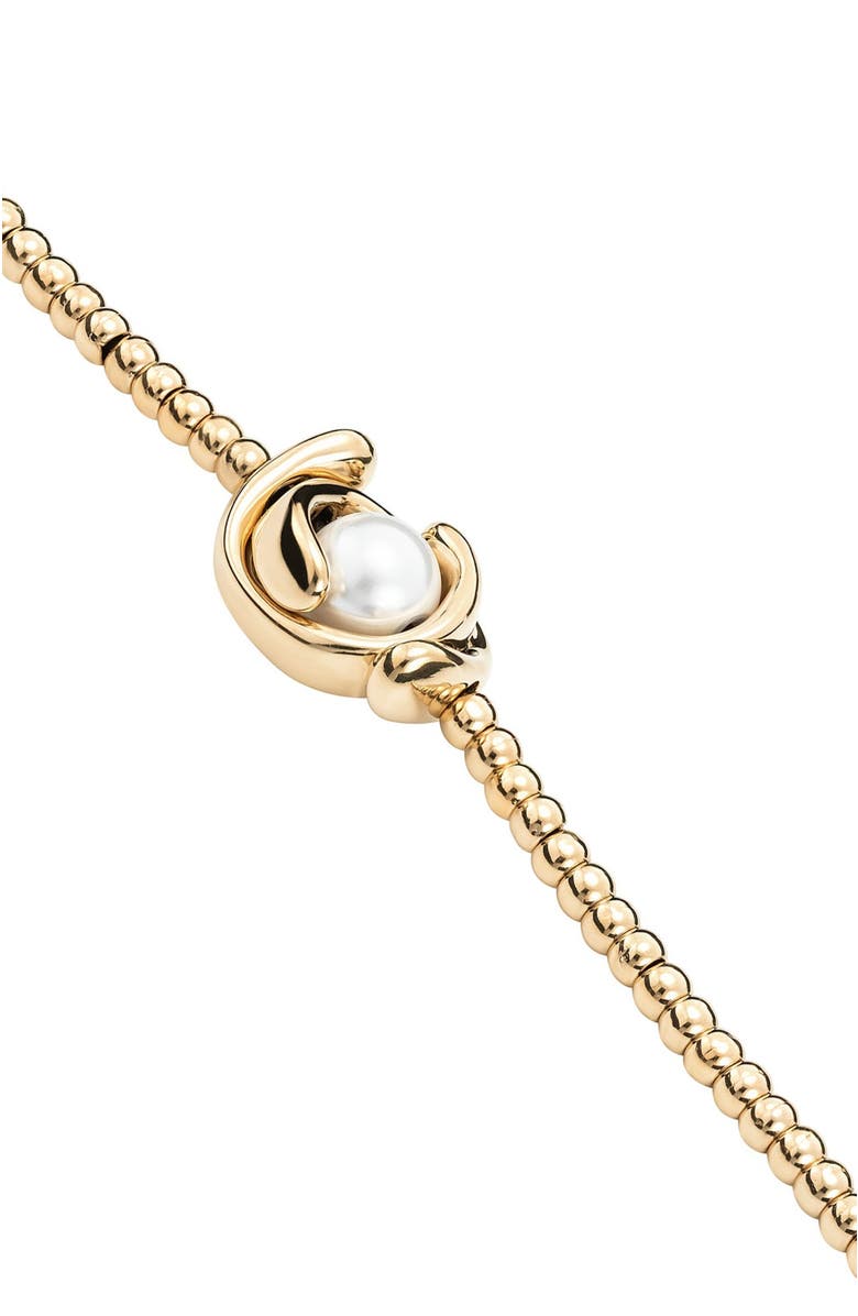 UNODE50 Double Moon Bead Elastic Bracelet, Alternate, color, Gold