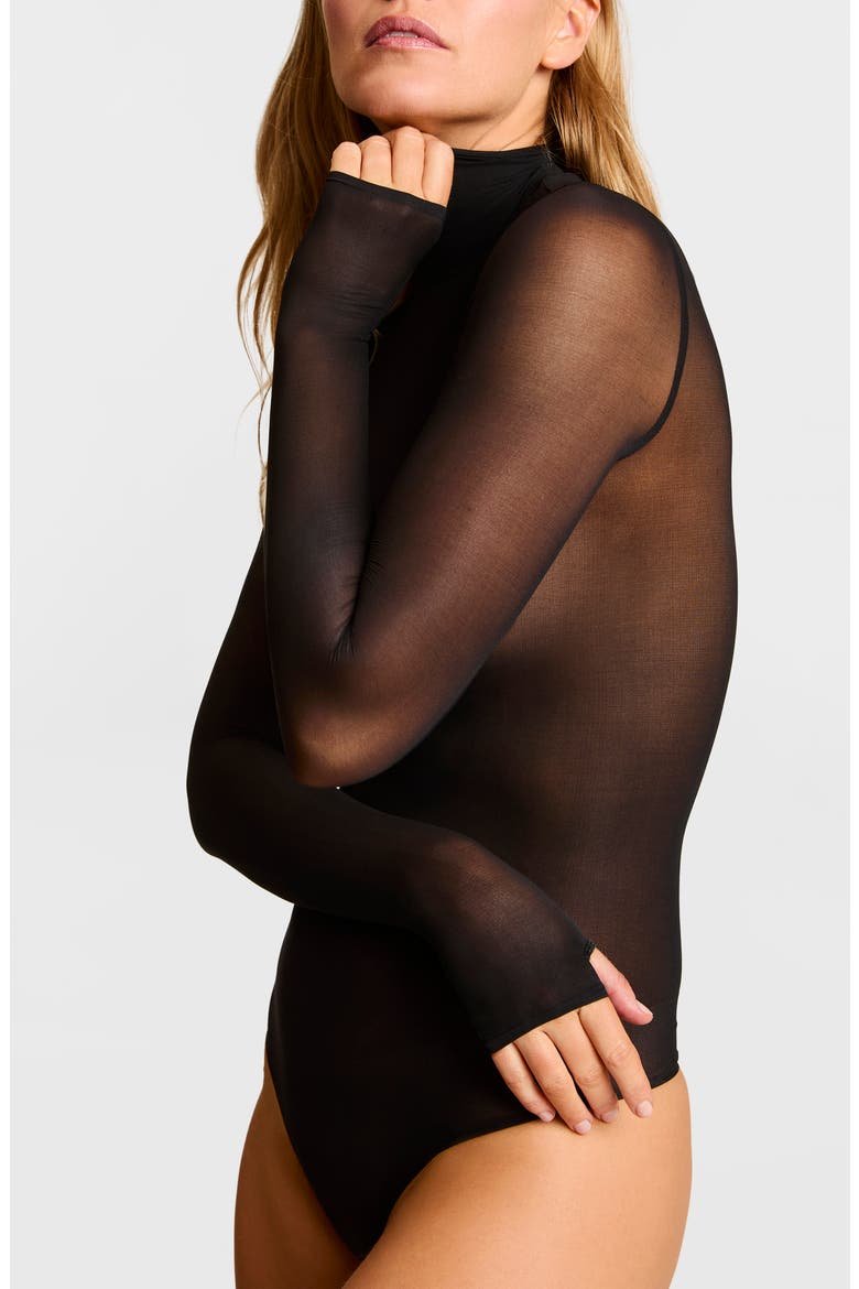 Ballet Sheer Bodysuit, Alternate, color, BLACK