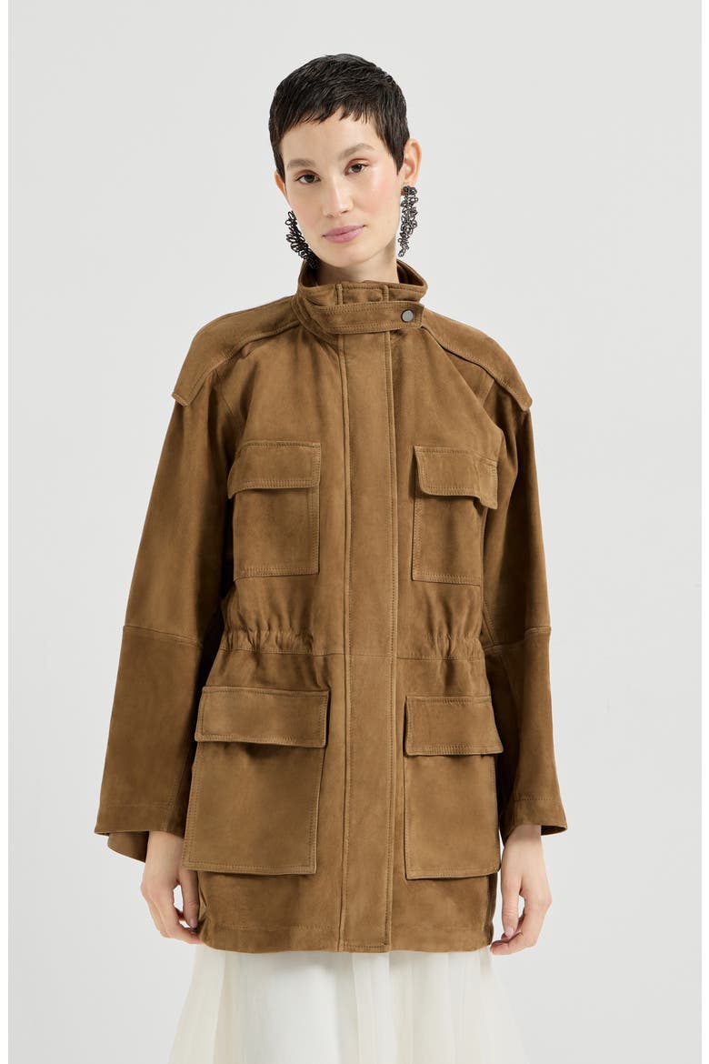 Couture suede safari jacket, Main, color, Brown