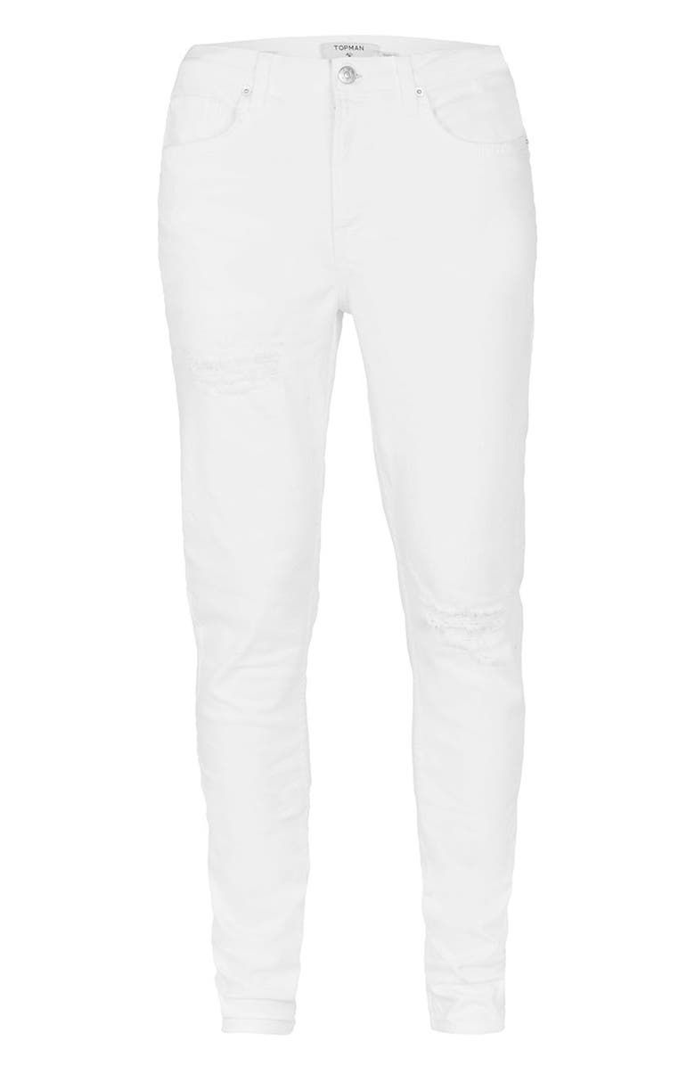 Topman Ripped Stretch Skinny Fit Jeans, Alternate, color, 