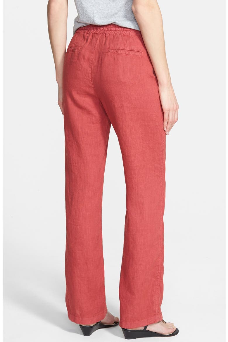 Drawstring Linen Pants, Alternate, color, RED BRICK