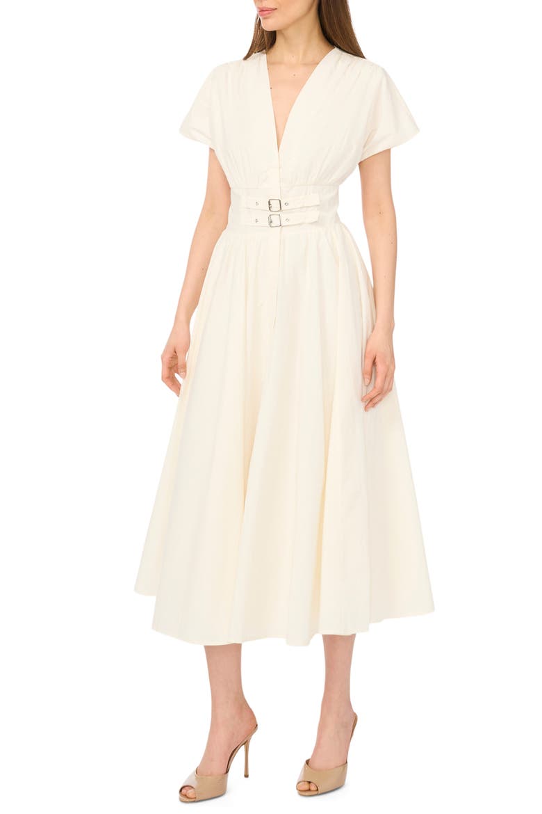 Double Belt Midi Dress, Main, color, SWEET IVORY