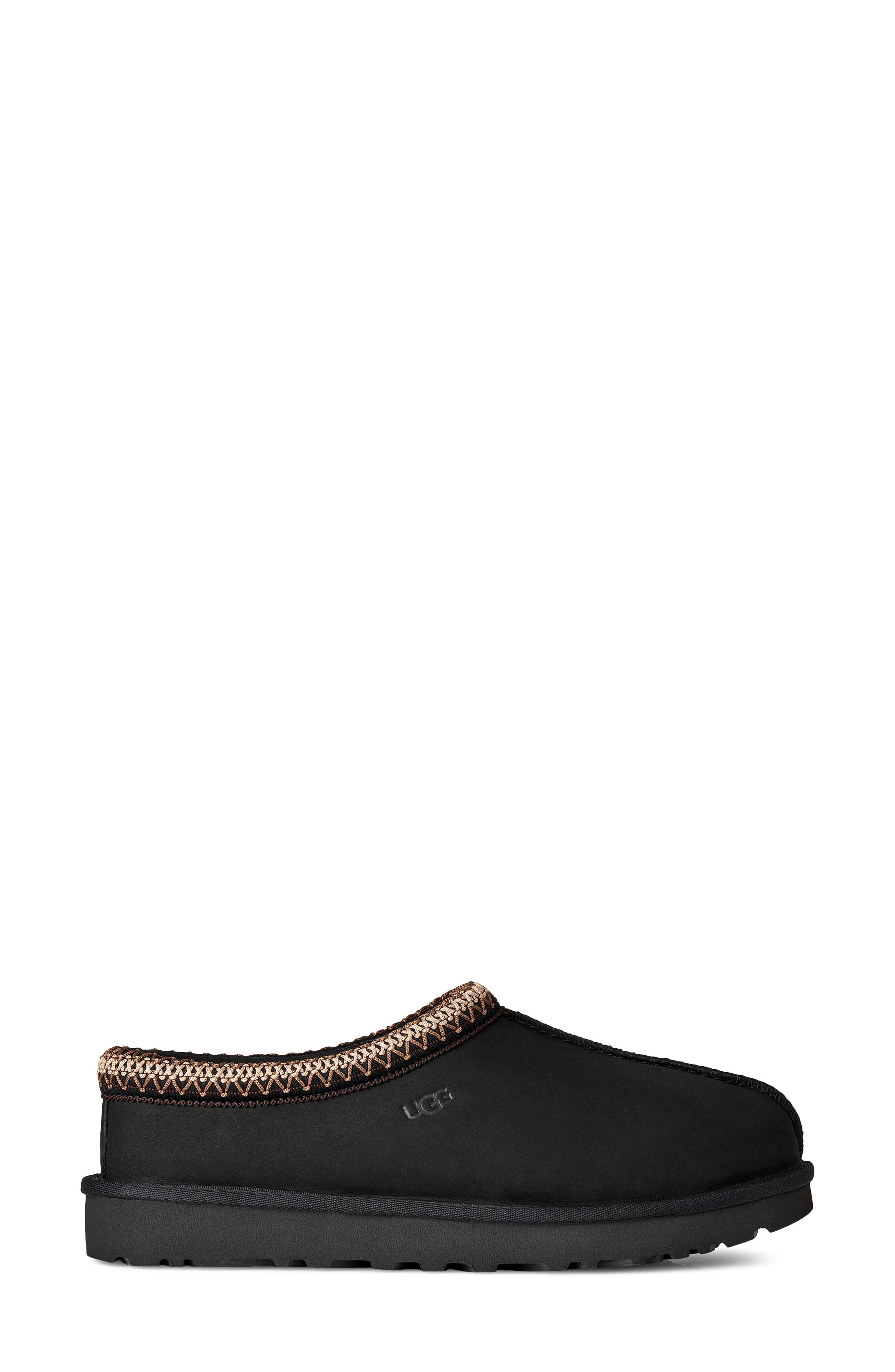 Tasman Nubuck Leather Slipper, Alternate, color, BLACK