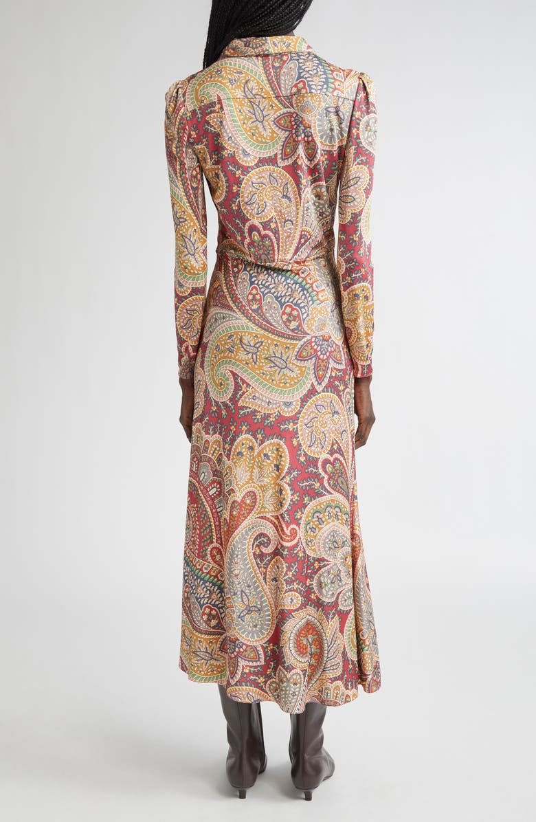 Etro Paisley Print Long Sleeve Faux Wrap Jersey Dress, Alternate, color, Stampa F.do Bordeaux