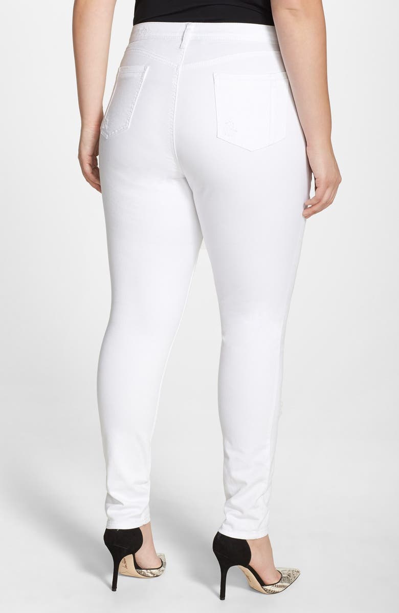 Poetic Justice 'Maya' Destroyed White Skinny Jeans, Alternate, color,