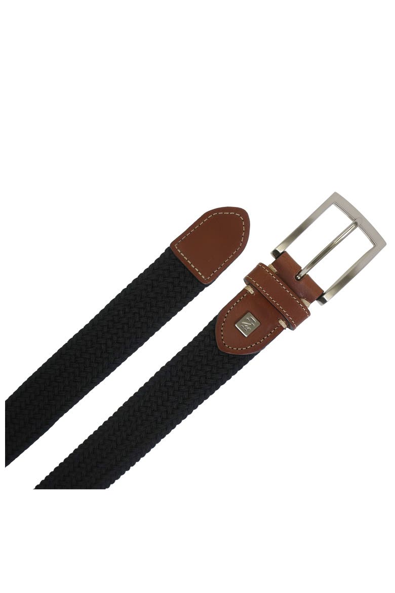 Stretch Braid with Full Grain Leather Tips, Alternate, color, Black