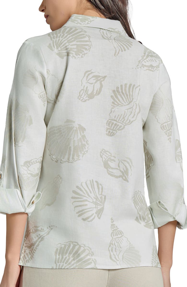 Jones New York Seashell Print Linen Blend Button-Up Shirt, Alternate, color, 