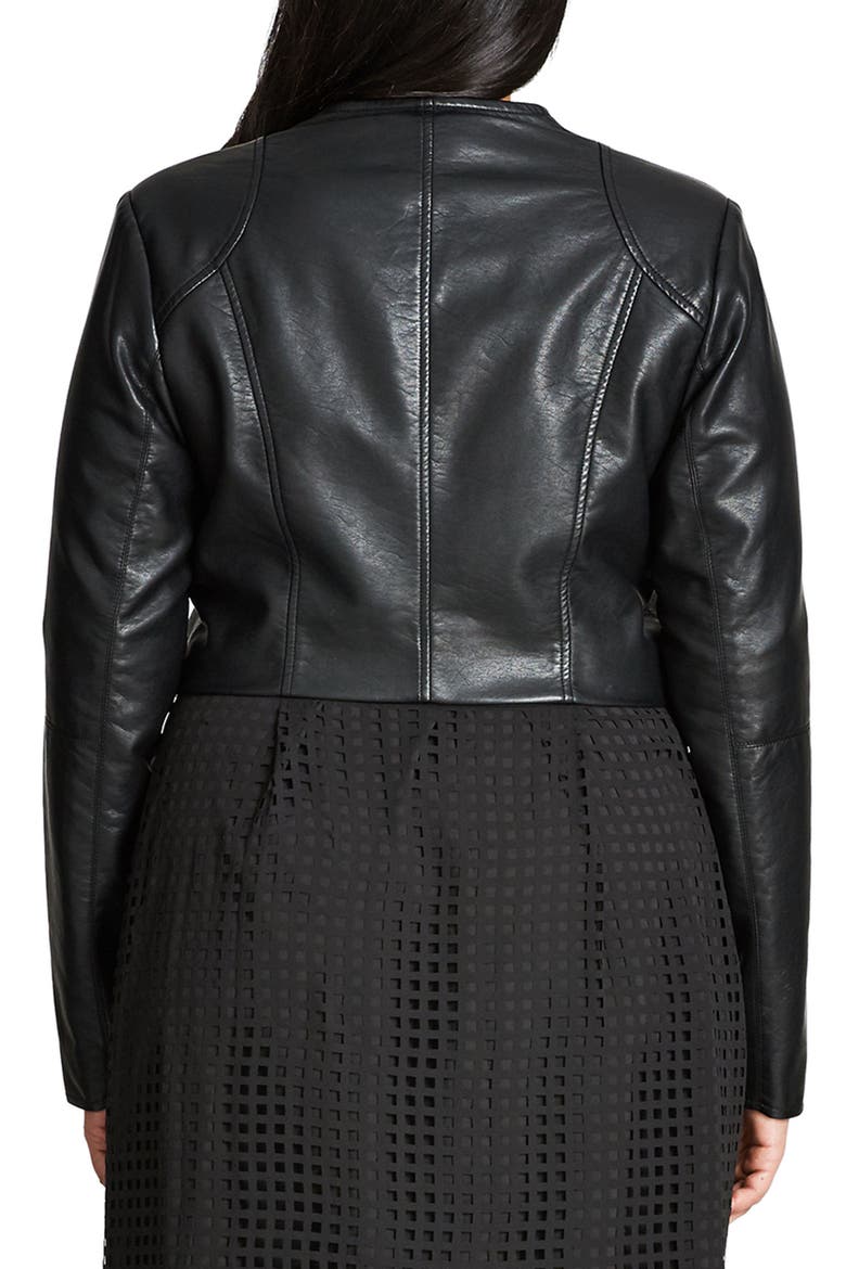 Sleek Faux Leather Bolero, Alternate, color, BLACK