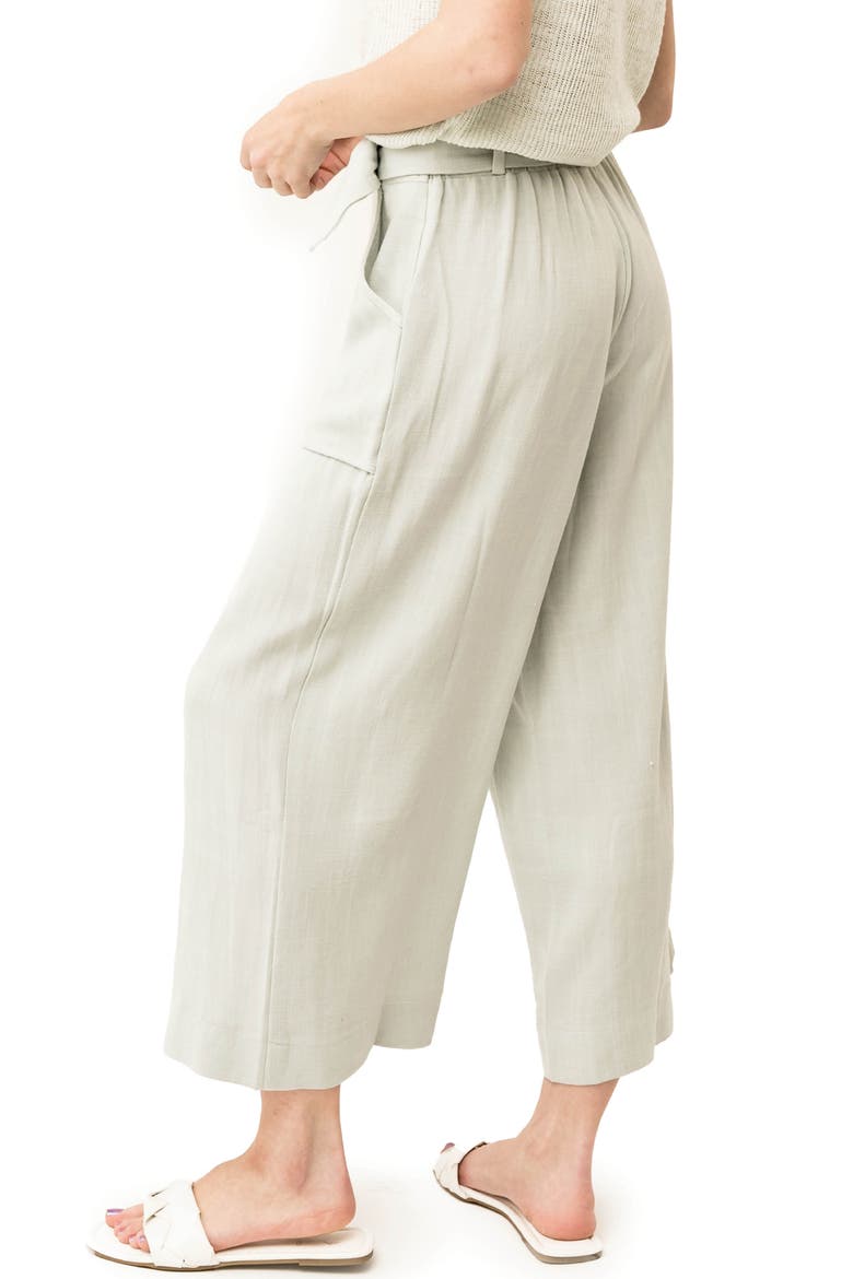 Belted Crop Wide Leg Pants, Alternate, color, SAGE EARTH