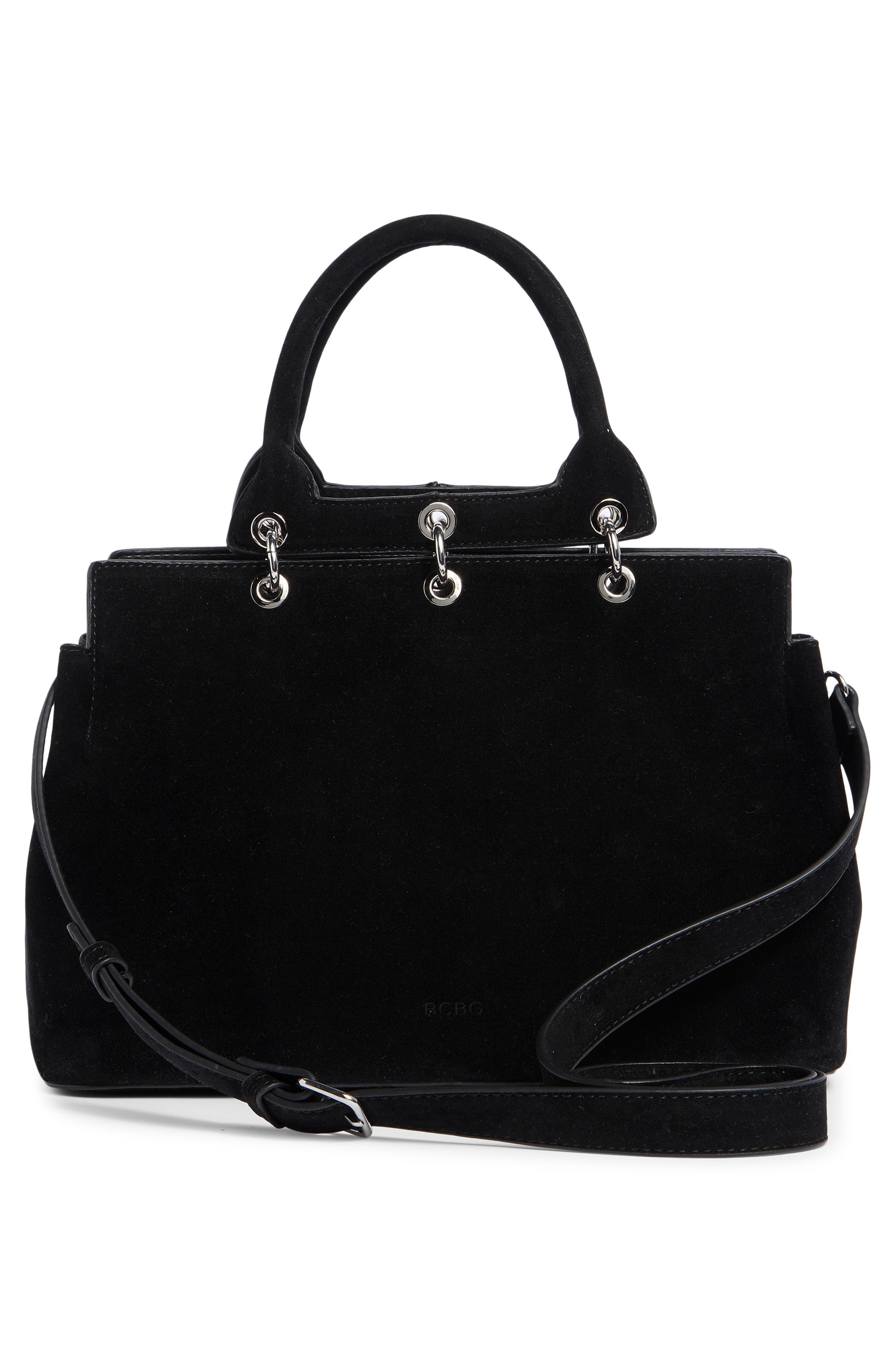 BCBG Grommet Top Handle Crossbody, Alternate, color, Black