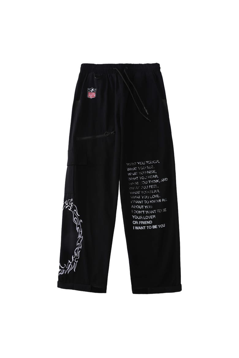 Ripstop Quote Pants, Main, color, Black