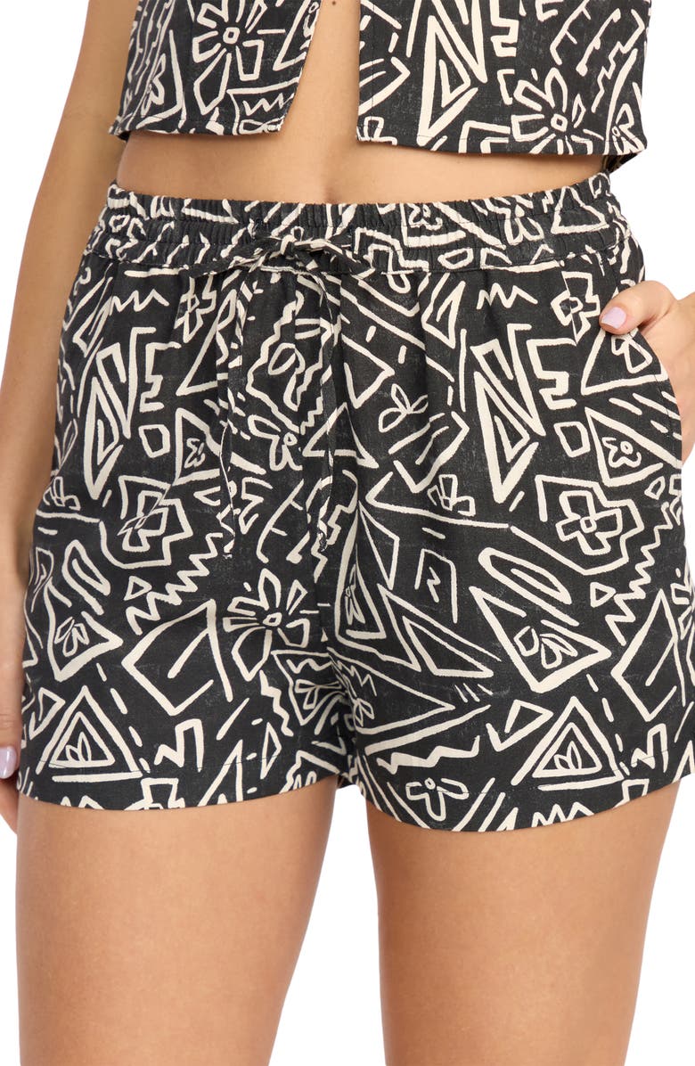 Billabong Sunflower Print Shorts, Alternate, color, Black/ White
