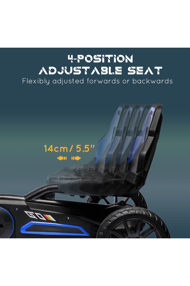 Kids Pedal Go Kart with Adjustable Seat Swing Axle Handbrake Shock Absorbing Wheels, Alternate, color, Blue