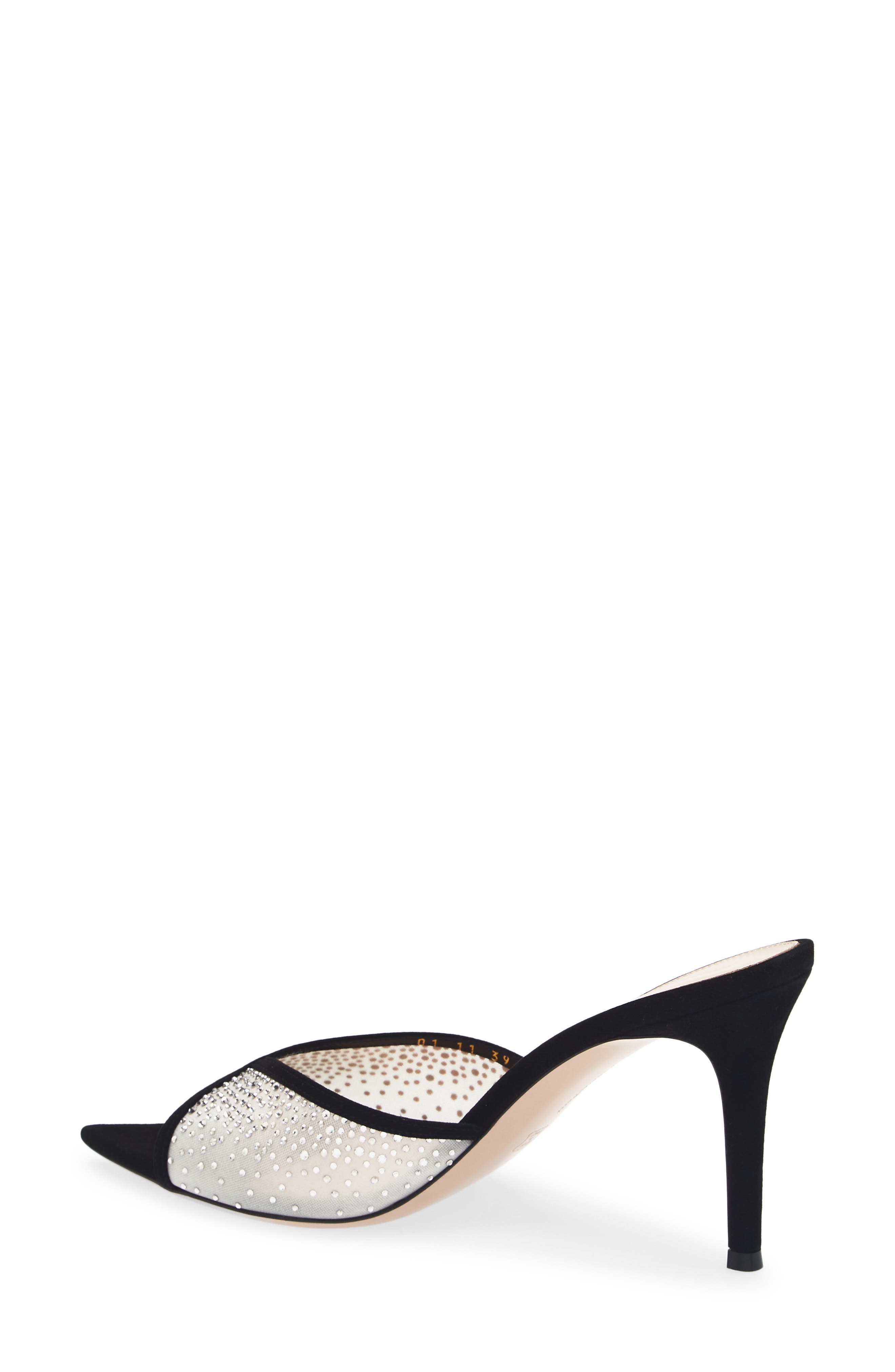 Gianvito Rossi Pointed Toe Slide Sandal, Alternate, color, Black Offwhite