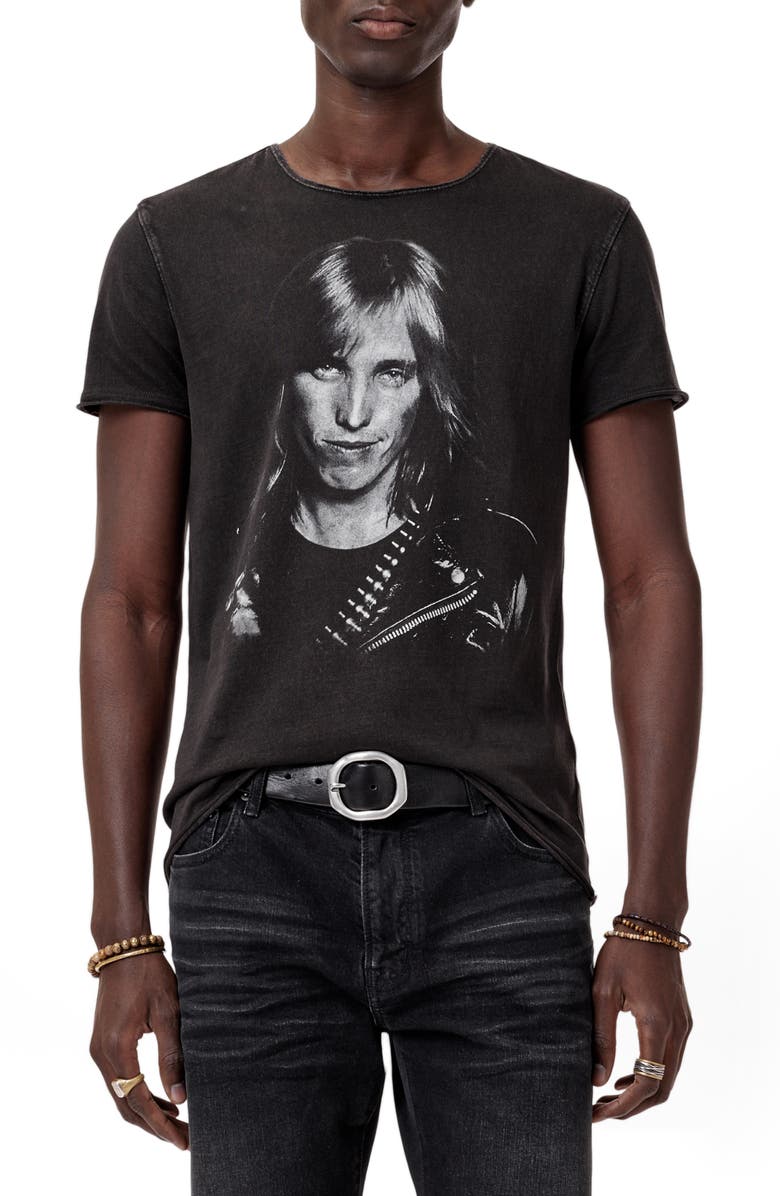 John Varvatos Tom Petty Raw Edge Graphic T-Shirt, Main, color, Charcoal