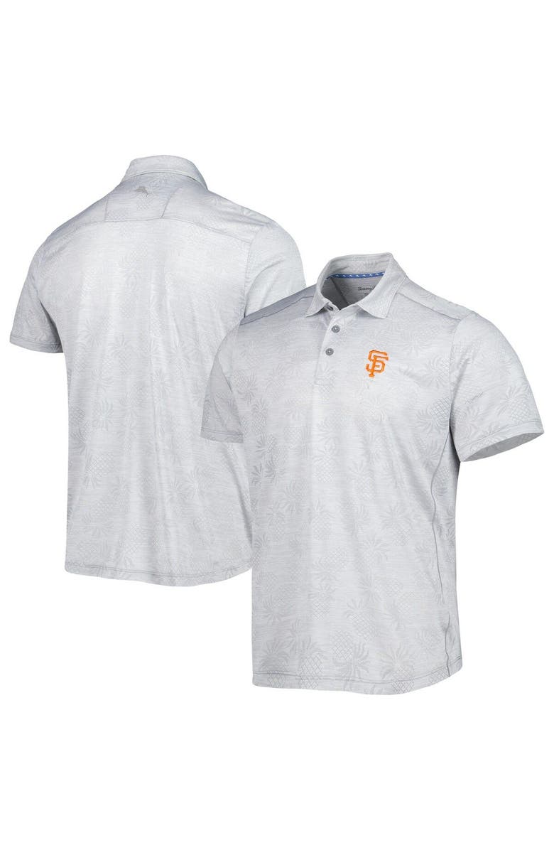 Tommy Bahama Men's Tommy Bahama Gray San Francisco Giants IslandZone Pineapple Palm Coast Polo, Main, color,