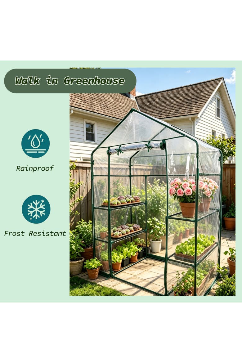 3-Tier Walk-In Greenhouse, Alternate, color, Multicolored