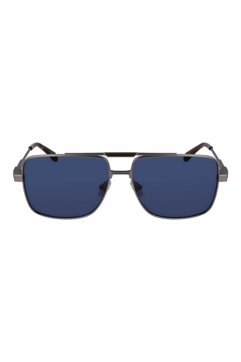 Gancini Prisma 60mm Navigator Sunglasses, Main, color, MATTE LIGHT RUTHENIUM