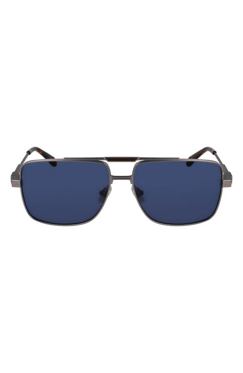 Ferragamo Gancini Prisma 60mm Navigator Sunglasses In Matte Light Ruthenium