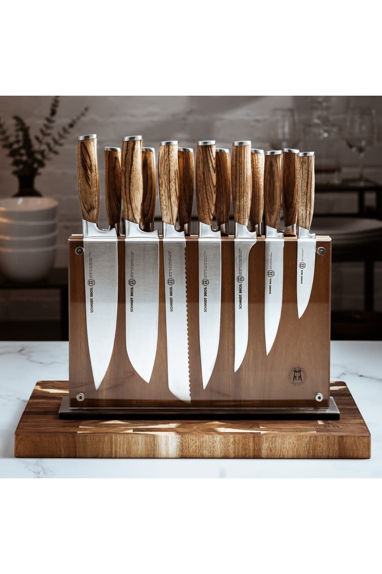 Zebra Wood 7-Piece Knife Block Set, Alternate, color, Brown