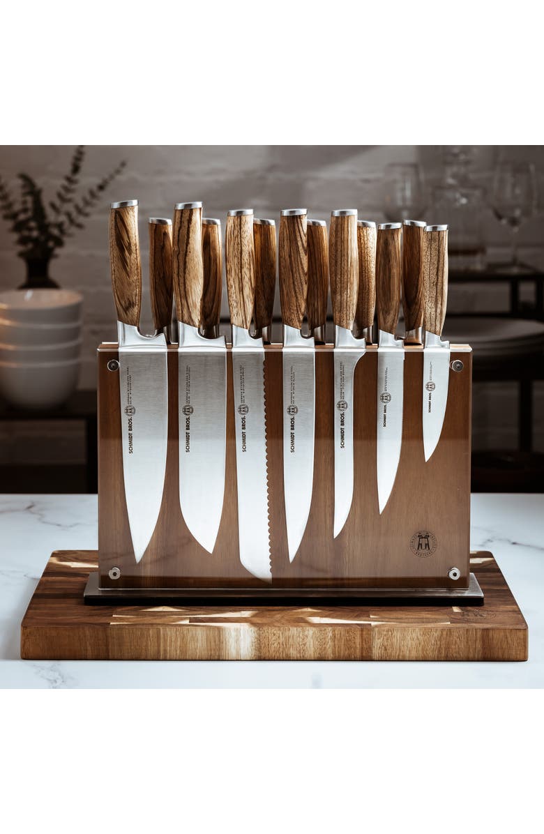 Schmidt Brothers Cutlery Zebra Wood 7-Piece Knife Block Set, Alternate, color, Brown