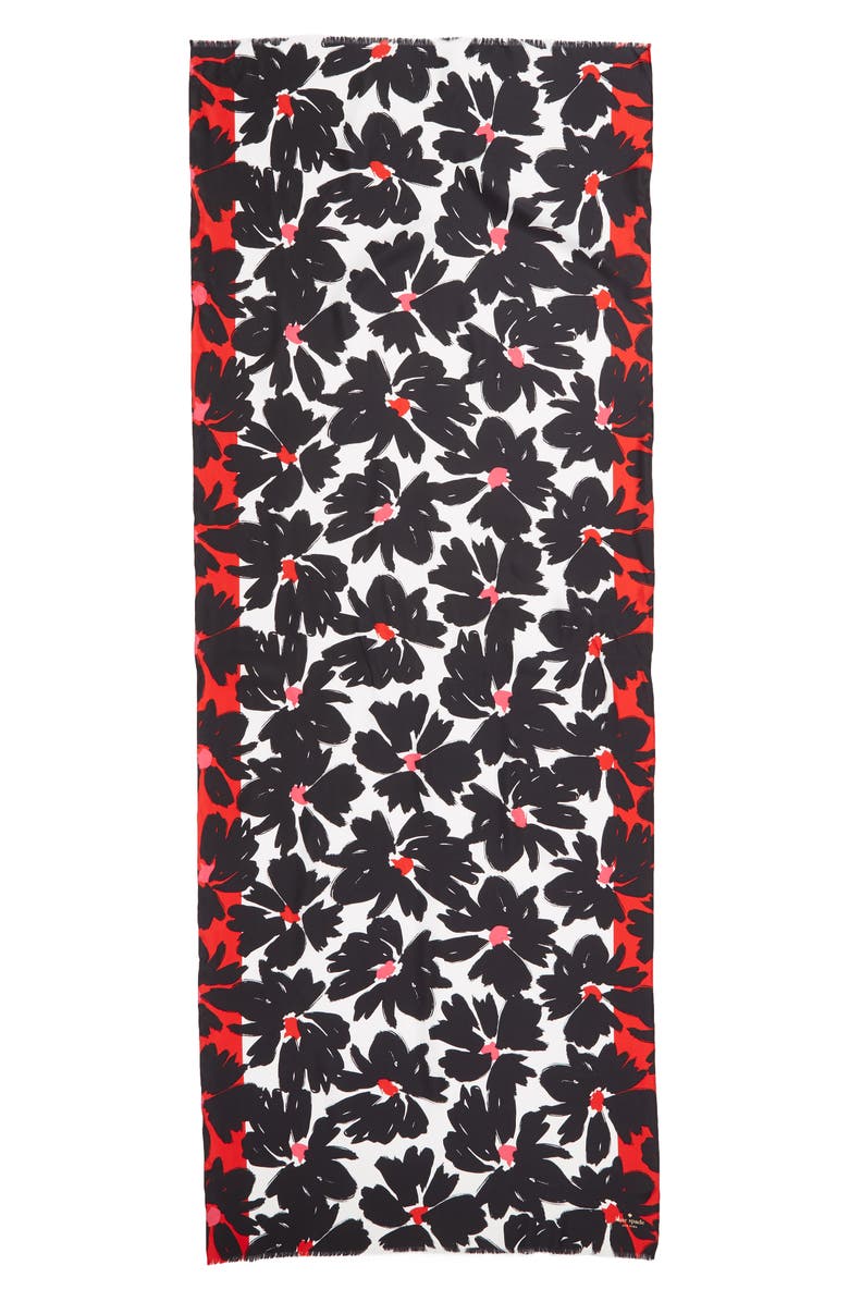 Kate Spade New York artistic floral oblong scarf, Alternate, color, 