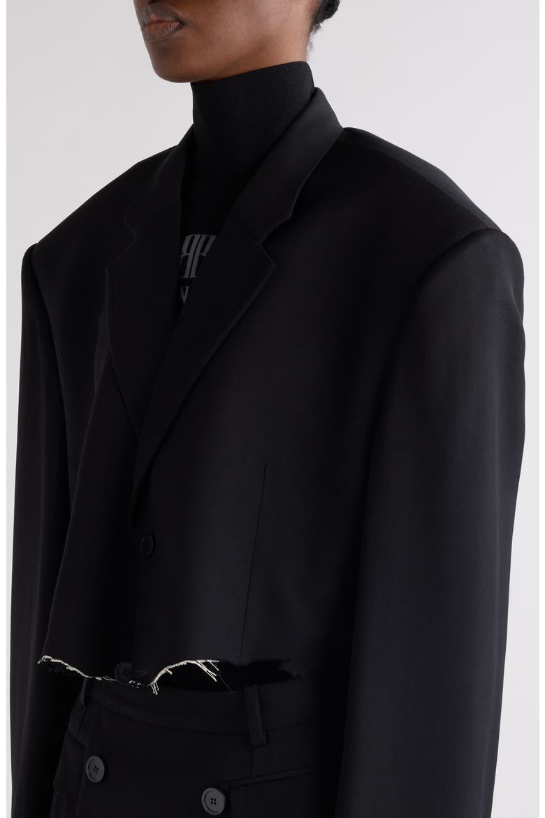 Cutoff Crop Single Breasted Blazer, Alternate, color, 1000 BLACK