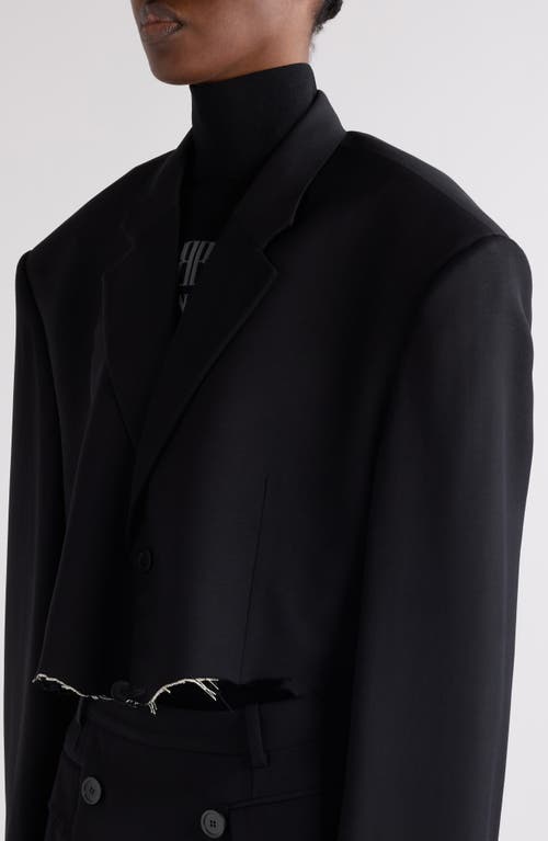 Balenciaga Cutoff Crop Single Breasted Blazer In Black
