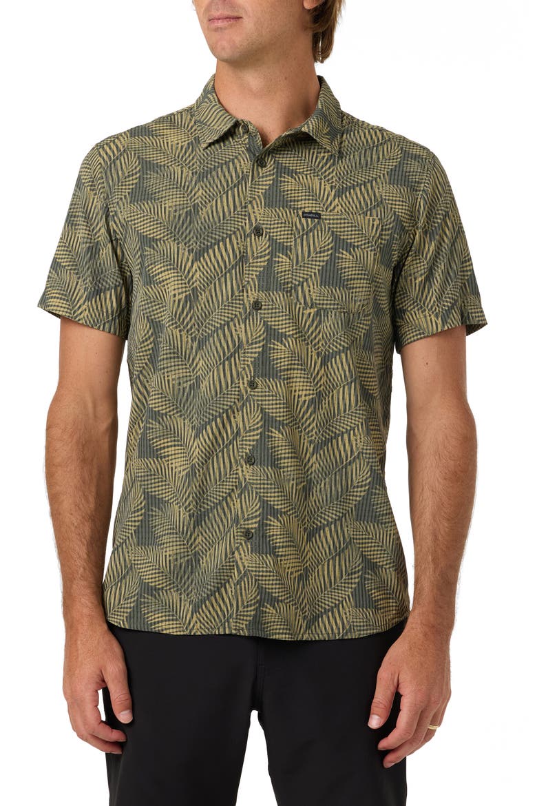 TRVLR Perforated Short Sleeve Performance, Main, color, DARK OLIVE