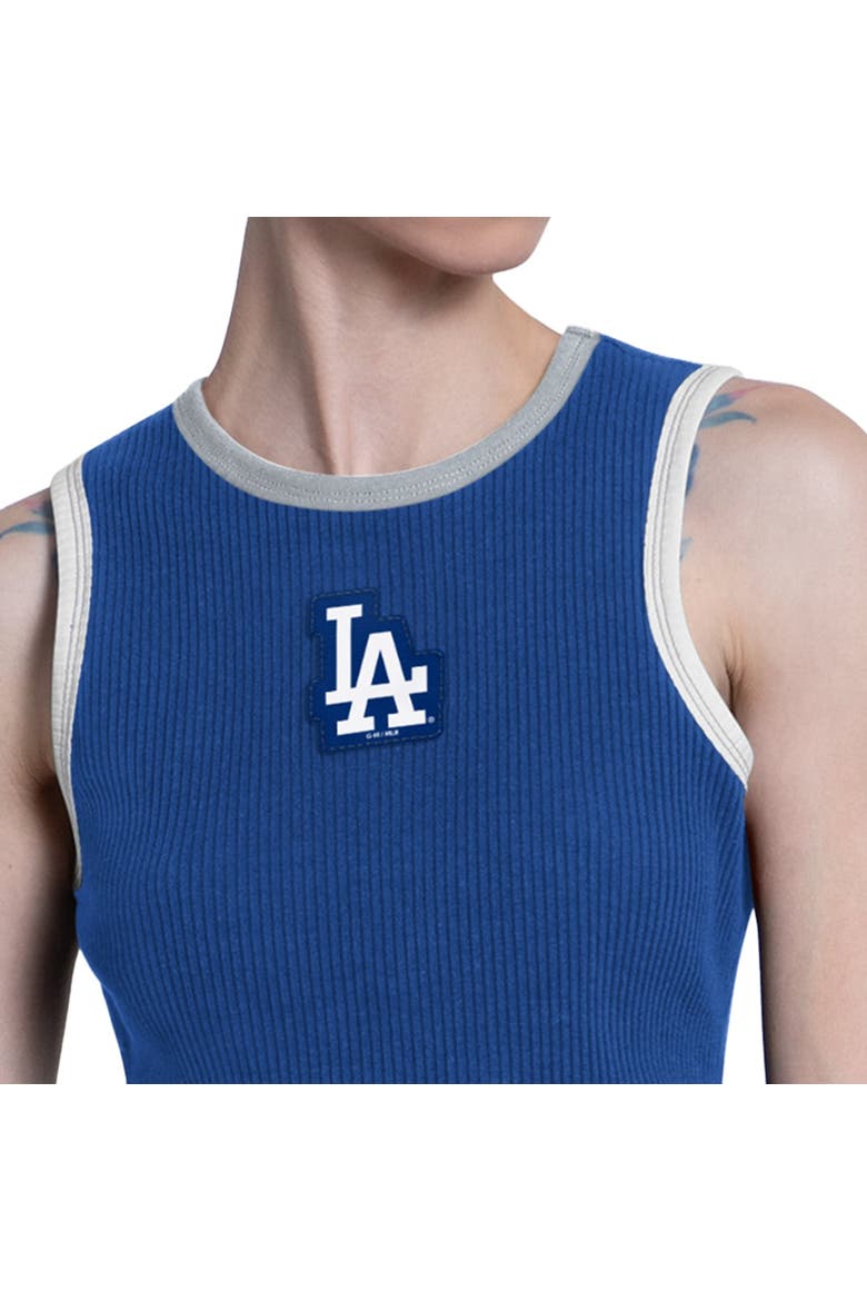 Women's Starter  Royal Los Angeles Dodgers Cooperstown Play the Ball Cropped Tank Top, Alternate, color, Royal