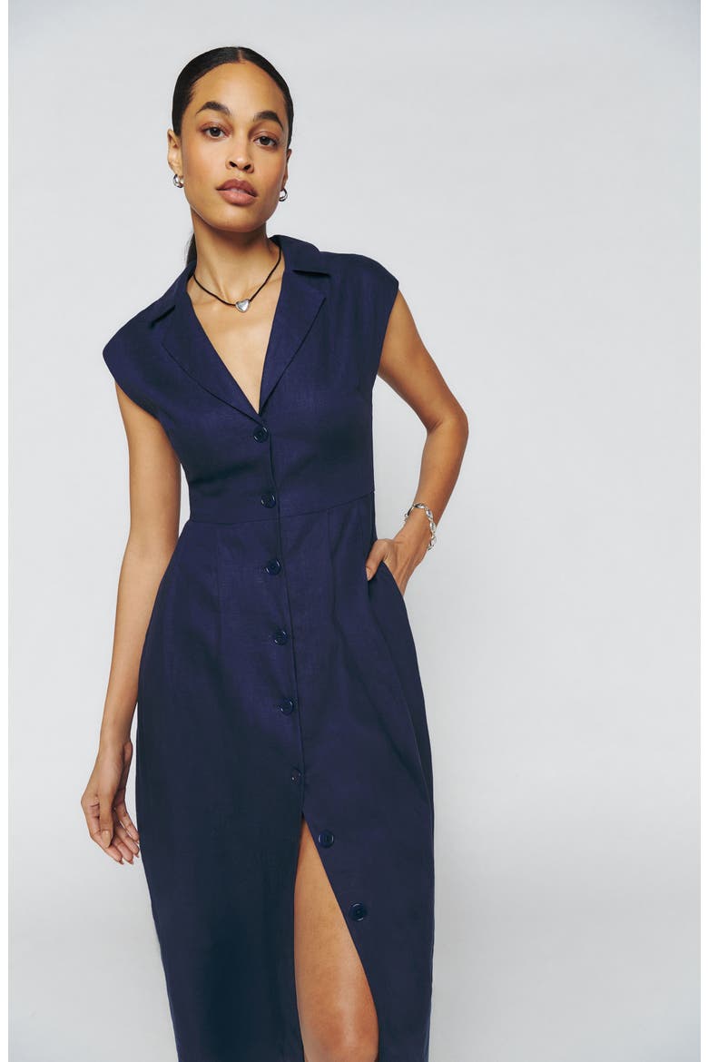 Zienna Linen A-Line Dress, Alternate, color, DANUBE