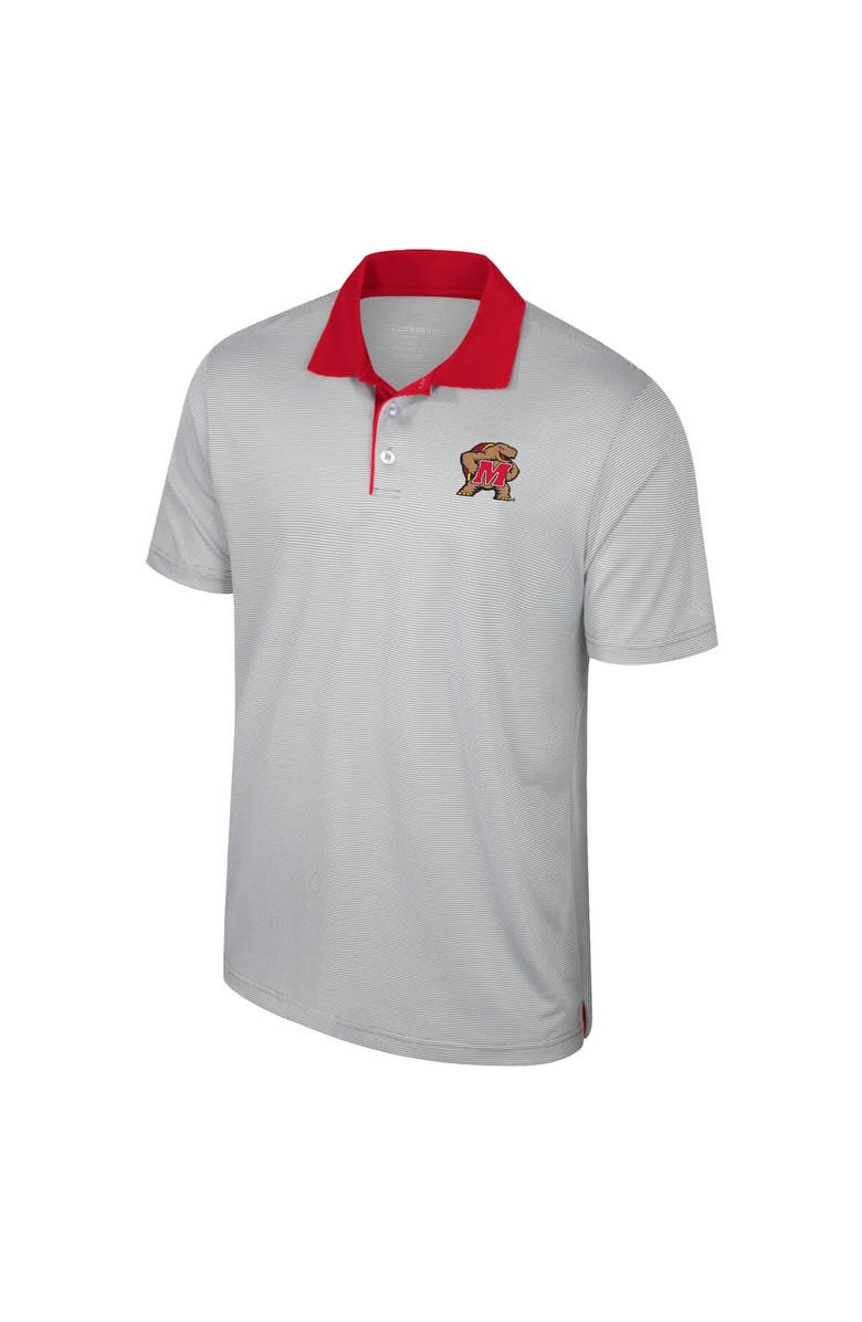 COLOSSEUM Men's Colosseum Gray Maryland Terrapins Tuck Striped Polo, Alternate, color, 