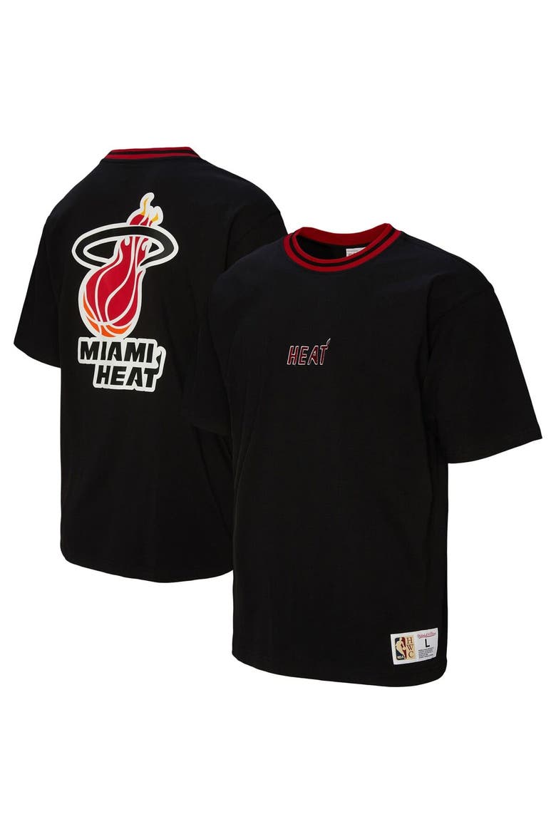 Unisex Mitchell & Ness Black Miami Heat Playmaker Vintage Logo T-Shirt, Main, color, Black