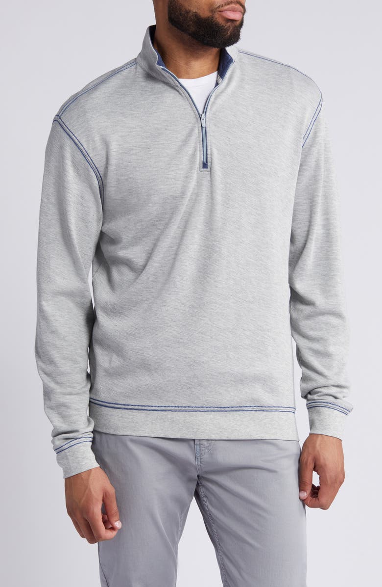 johnnie-O Hanks Heathered Quarter Zip Pullover, Main, color, Light Gray