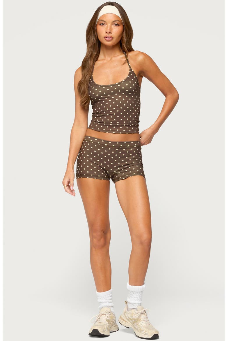 Lisah Polka Dot Halter Swim Top, Alternate, color, BROWN-AND-YELLOW