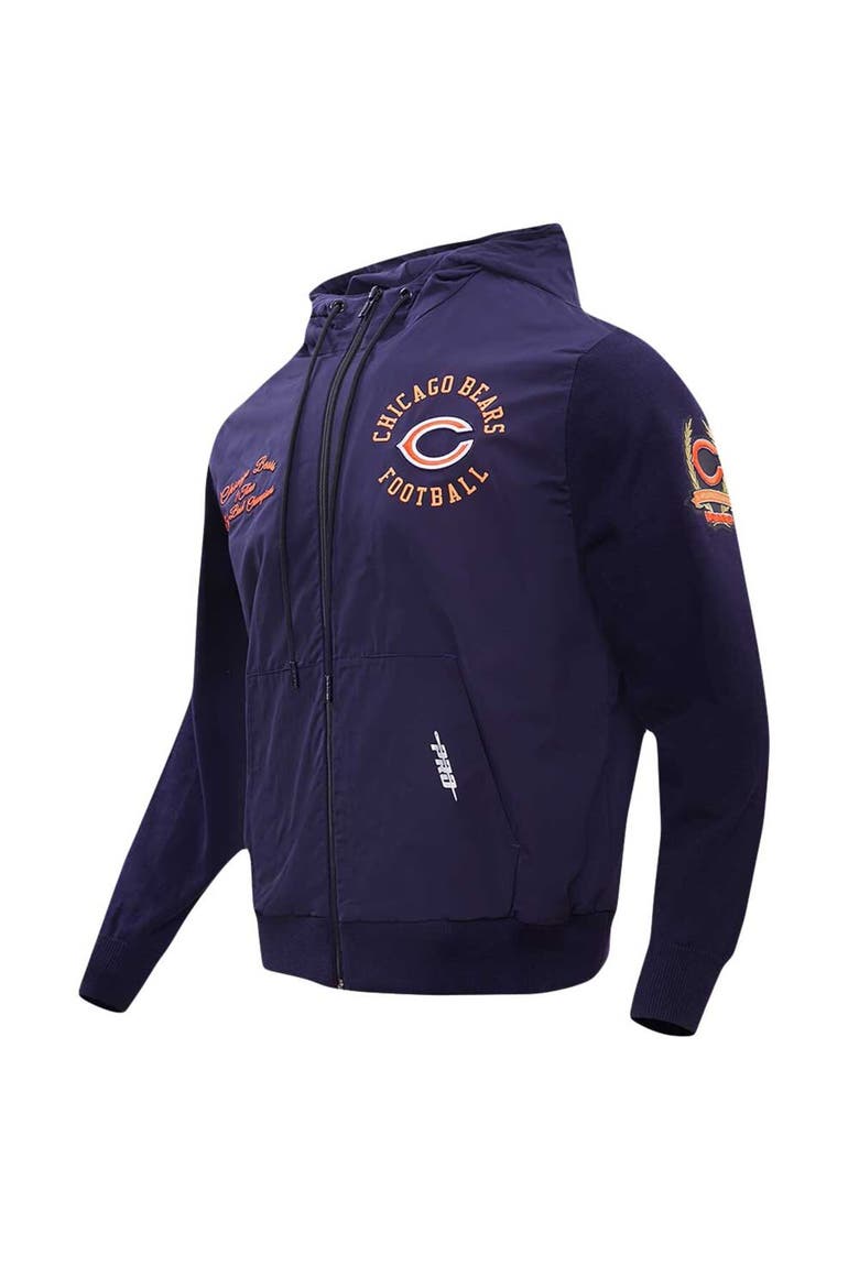 Men's Pro Standard Navy Chicago Bears Hybrid Woven Full-Zip Hoodie, Alternate, color, Navy