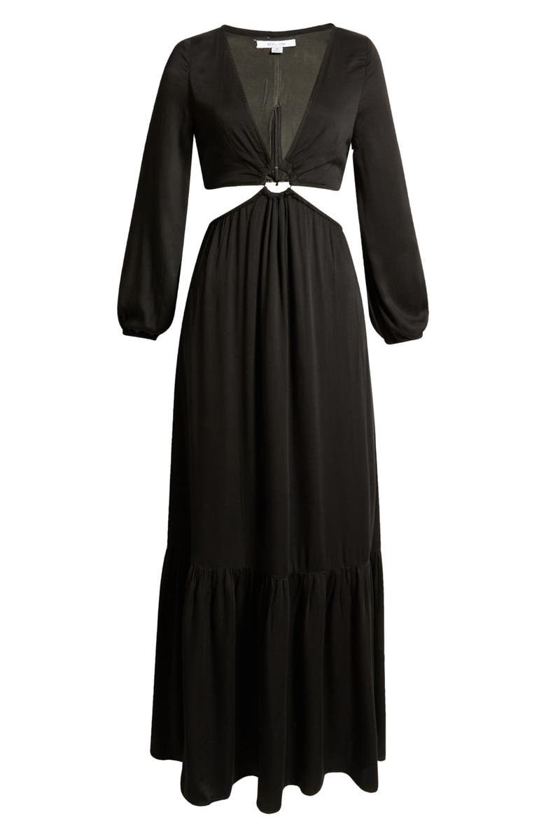 BTFL-life Plunge Neck Cutout Waist Long Sleeve Maxi Dress | Nordstromrack