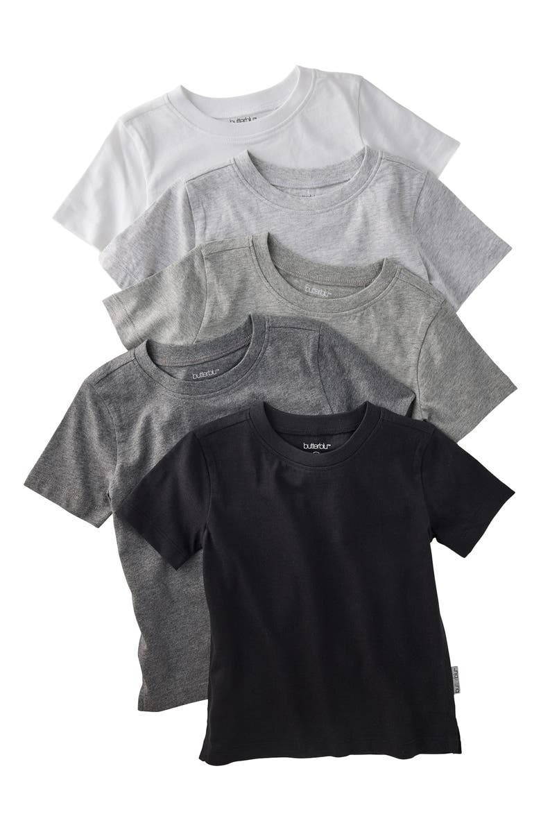 BUTTERBLU Taylor Assorted 5-Pack Organic Cotton T-Shirts, Main, color, 