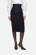 Nocturne Eyelet Detail High Waist Midi Skirt