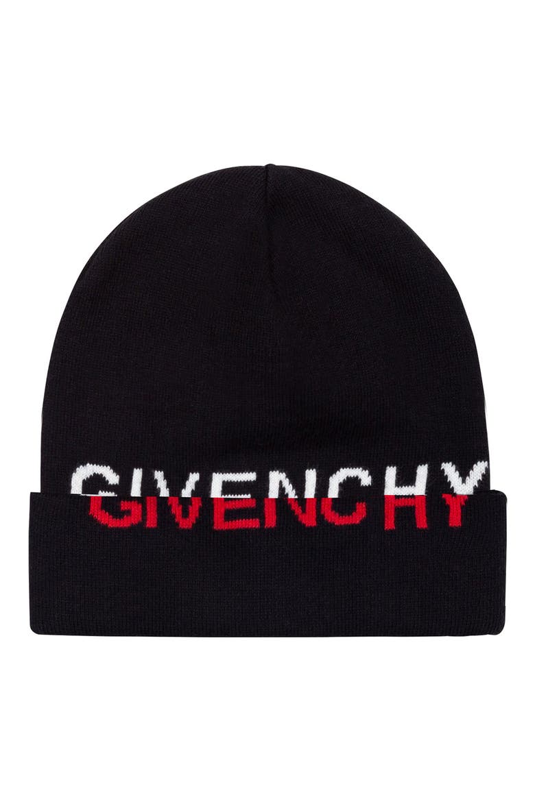 Kids Split Logo Jacquard Cotton & Cashmere Beanie, Main, color, 09B BLACK
