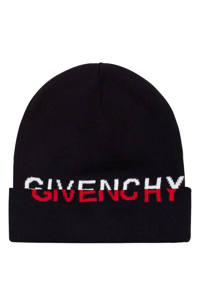 Givenchy Kids Split Logo Jacquard Cotton & Cashmere Beanie, Main, color,