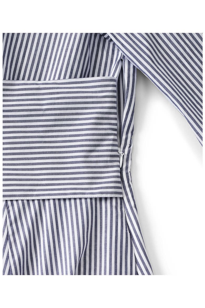 Poplin Midi Wrap Front Dress, Alternate, color, Midnight Sky Pinstripe