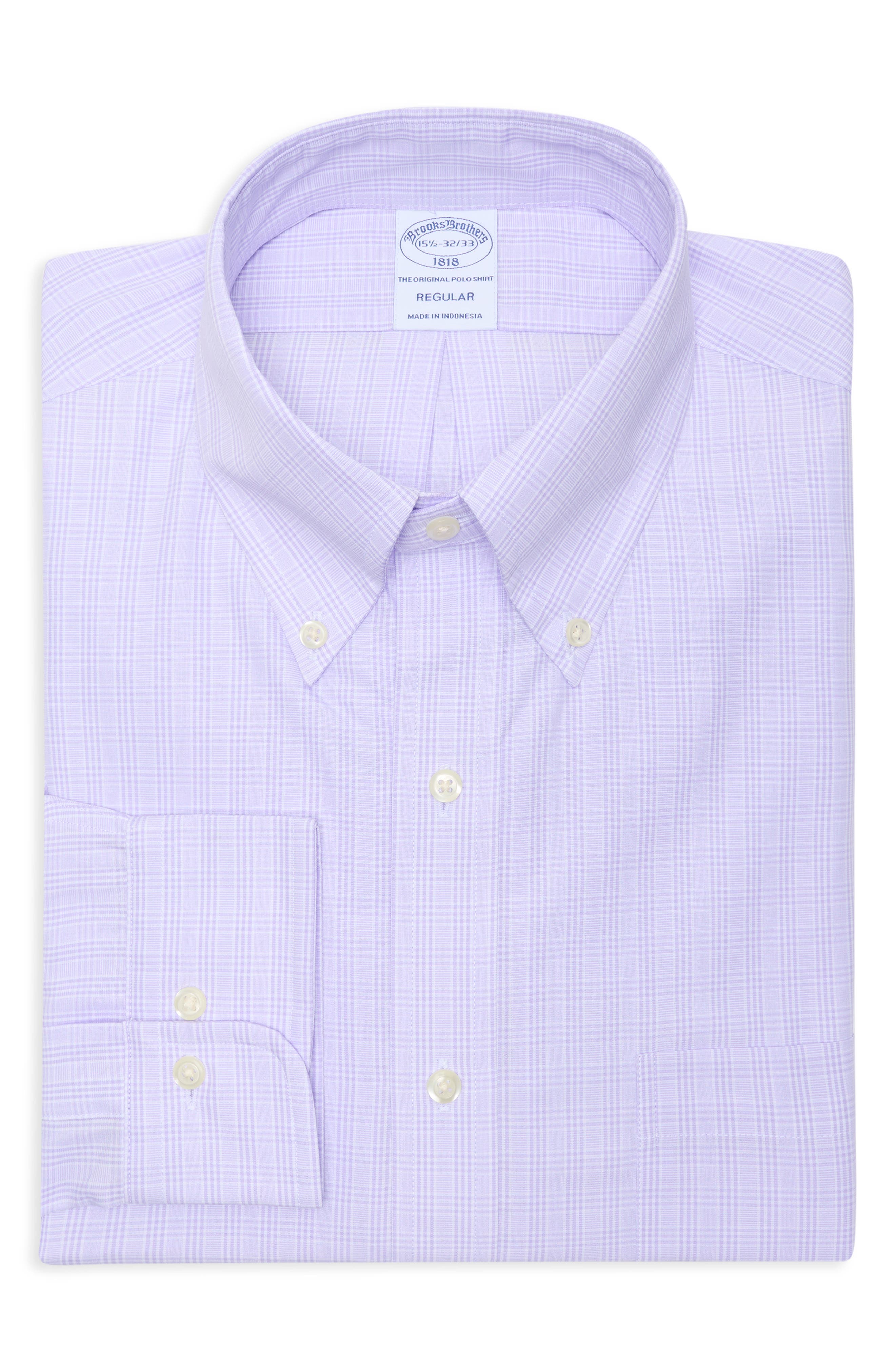 Brooks Brothers Regular Fit Plaid Non-Iron Cotton Dress Shirt