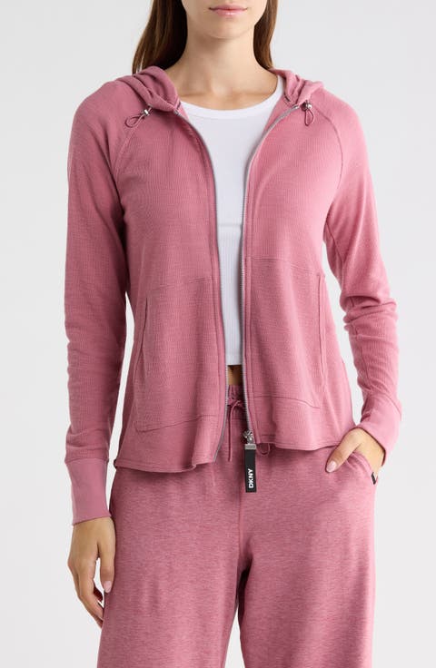 Slub Waffle Knit Zip Hoodie