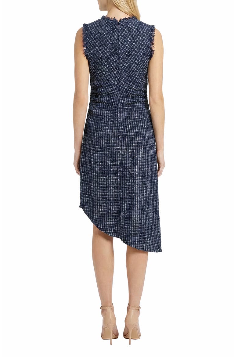 Tweed Asymmetric Midi Dress, Alternate, color, NAVY