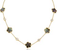 CZ by Kenneth Jay Lane Cubic Zirconia & Enamel Clover Station Necklace