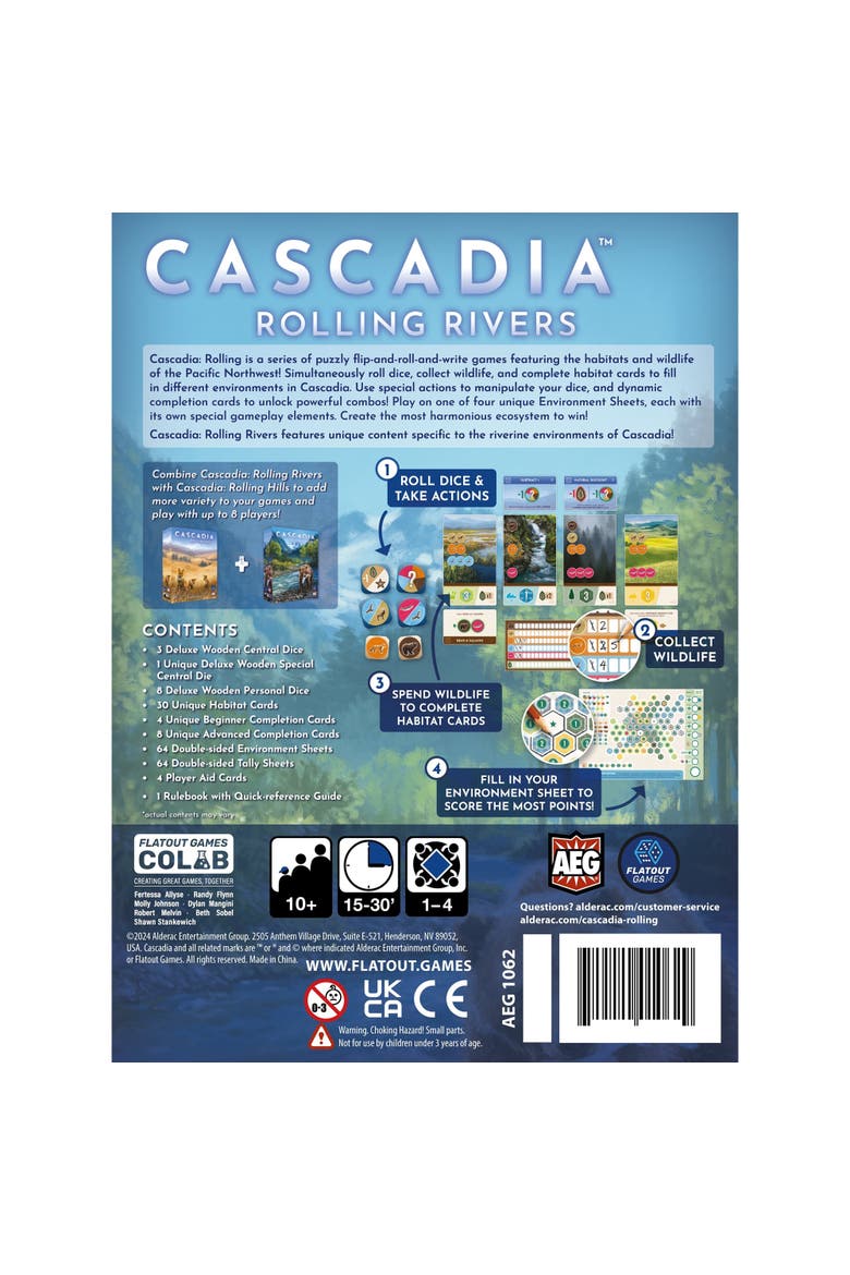 Cascadia Rolling Rivers Puzzly Fliprollwrite Board Game, Alternate, color, Multicolored